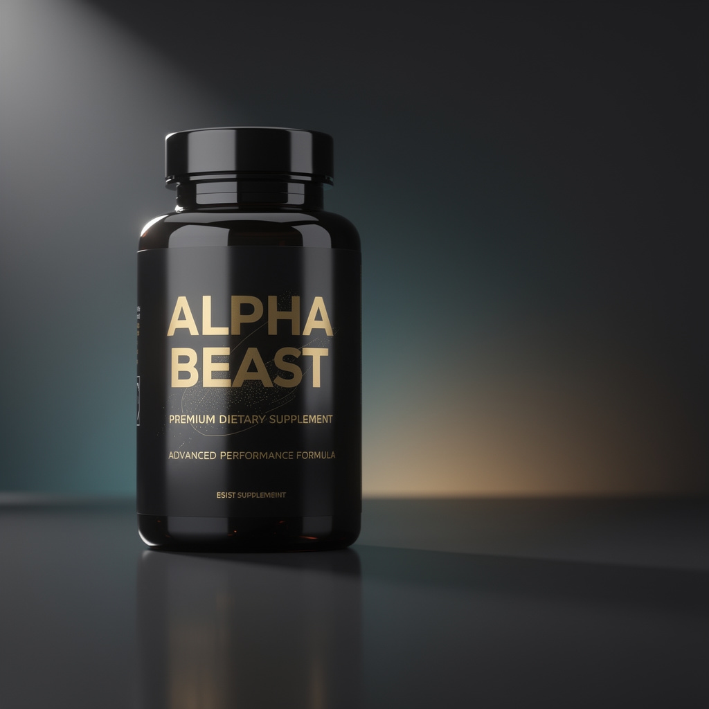 Alpha Beast produkt na stole vedľa pohára vody